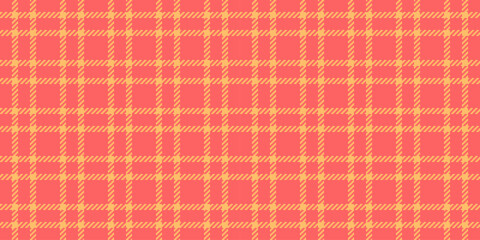 Tile plaid background check, gingham tartan fabric texture. Filigree vector textile seamless pattern in red and orange colors.