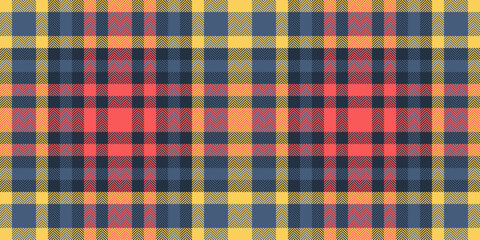Manufacture plaid tartan fabric, brand check textile texture. Pride background seamless pattern vector in dark and blue colors.