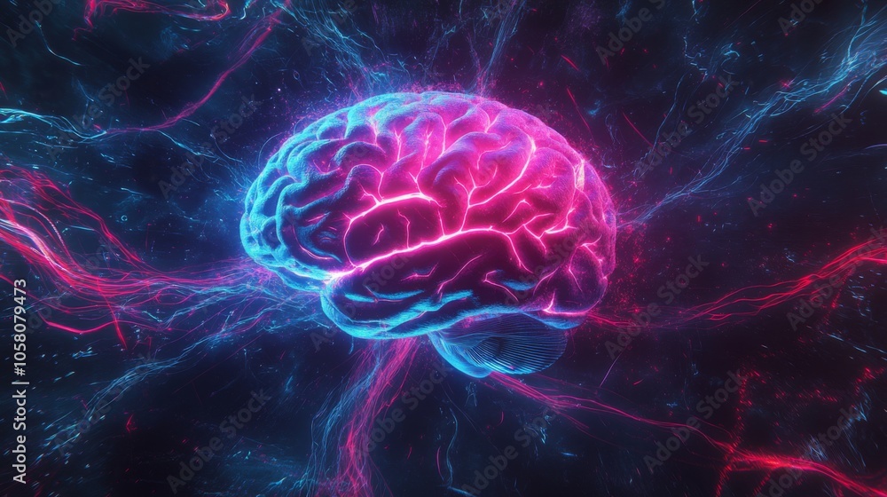 Aufkleber a stunning representation of a brain with glowing electric impulses, showcasing the intricate connec