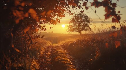 Fototapeta premium sunset in autumn