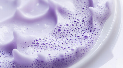 Close-Up of Lavender-Scented Foam with Fresh Lavender Blossoms