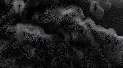 Abstract background with white lines forming a topography pattern on a black background.