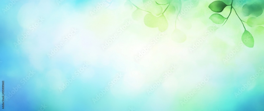 Aufkleber soft blue and green watercolor gradient background with blurred texture and ample copy space for des