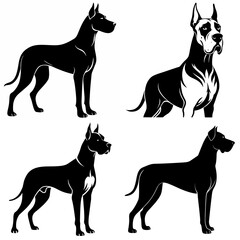 dog, animal, black, vector, pet, silhouette, illustration, isolated,doberman great done 