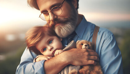 A loving mother kisses her smiling baby, surrounded by their playful dog, capturing a joyful family moment filled with happiness and care