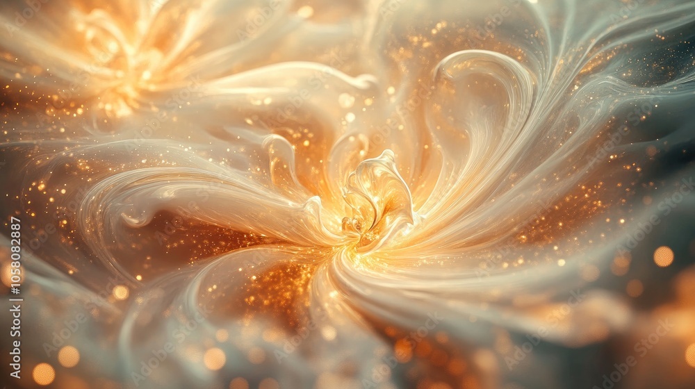 Aufkleber soft, ethereal background with swirling shapes and sparkles, creating a fairy-tale atmosphere with e