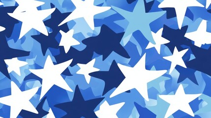 Obraz premium Abstract blue and white stars on a blue background representing the concept of blue monday