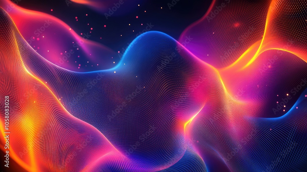 Poster a futuristic digital background with abstract lines and glowing shapes, capturing the essence of hig