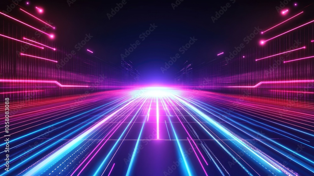 Aufkleber a high-tech digital background with dynamic lines and neon colors, capturing the energy of the digit
