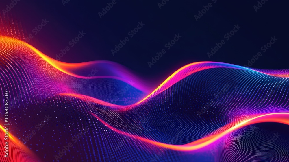 Poster a modern digital background with geometric neon shapes and dynamic lines, capturing futuristic tech 