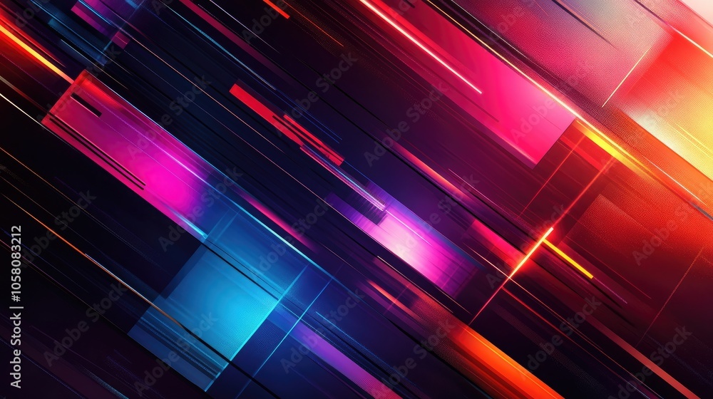 Poster a modern digital background with geometric neon shapes and dynamic lines, capturing futuristic tech 
