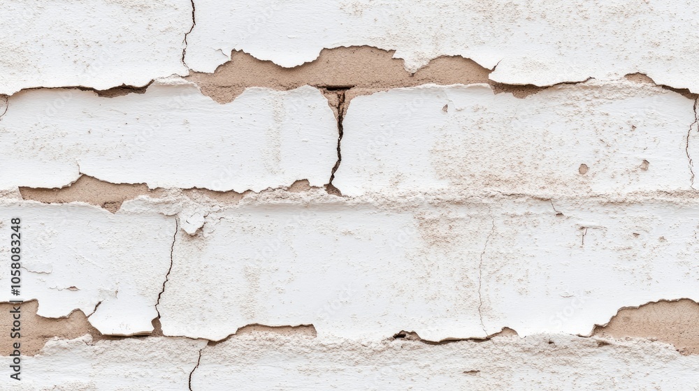 Poster the surface showcases a textured pattern of white paint, displaying significant cracks that suggest 