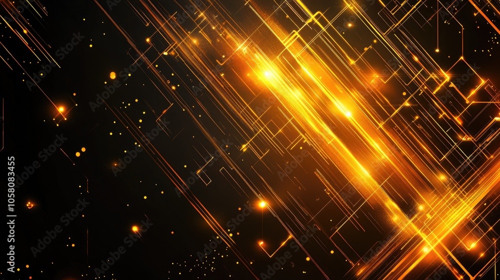 Poster digital tech-inspired background with glowing lines and geometric patterns, showcasing the future of