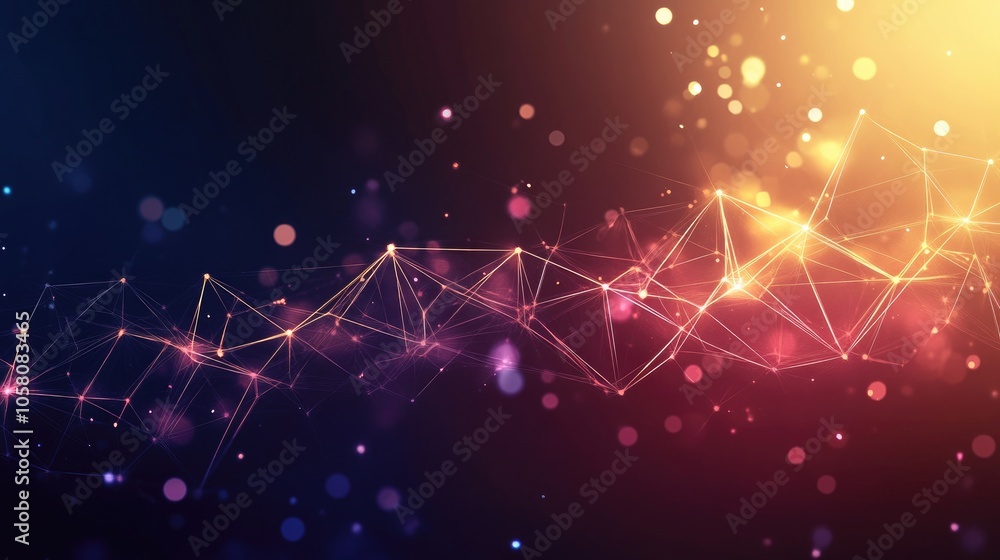 Poster digital tech-inspired background with glowing lines and geometric patterns, showcasing the future of
