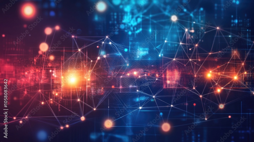 Aufkleber futuristic digital tech background with glowing circuits and abstract shapes, symbolizing innovation