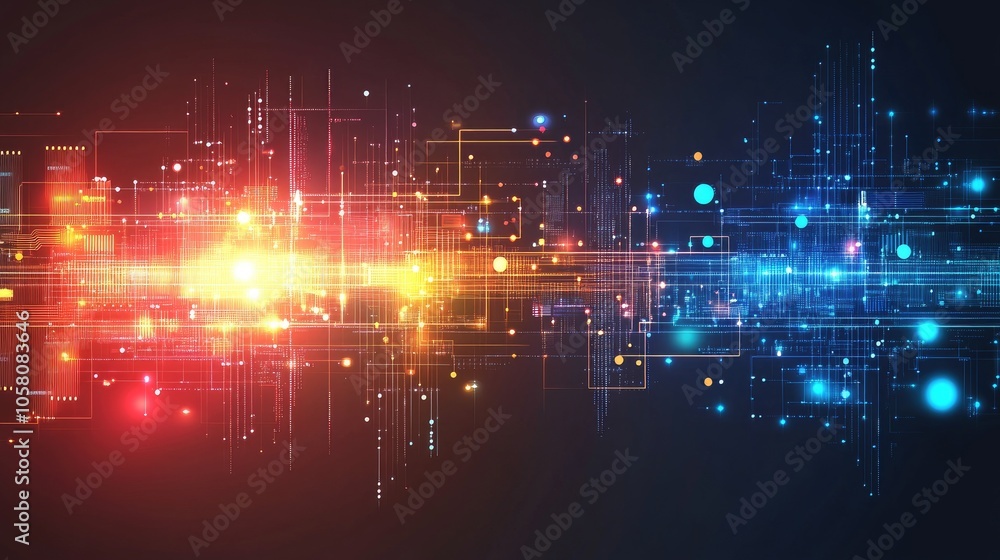 Aufkleber futuristic digital tech background with glowing circuits and abstract shapes, symbolizing innovation
