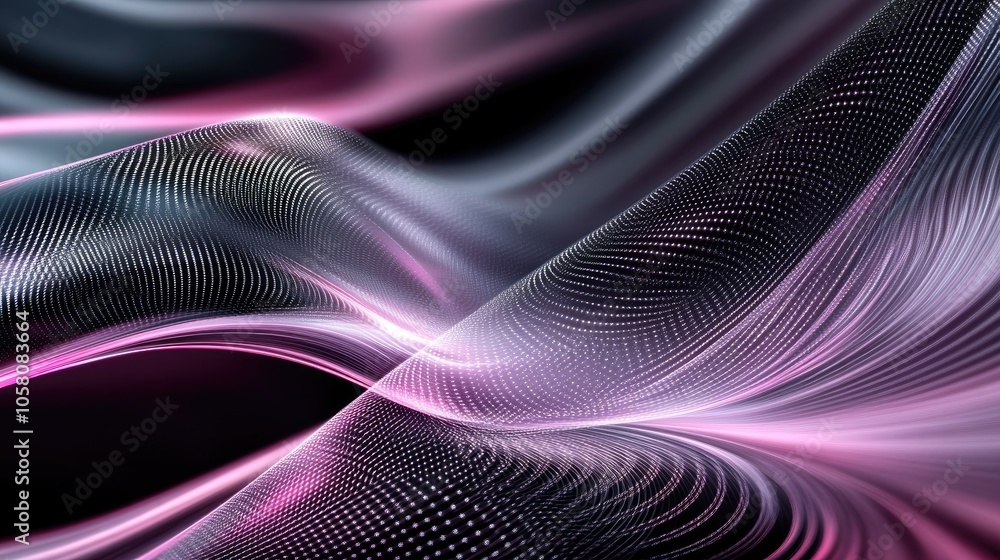 Poster futuristic tech background with glowing grids and smooth abstract shapes, representing digital advan