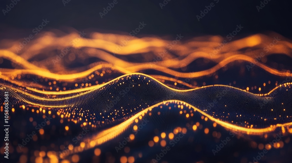 Poster futuristic tech background with glowing grids and smooth abstract shapes, representing digital advan