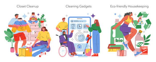House Cleaning. Flat Vector Illustration