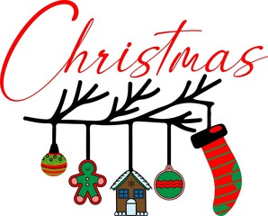 Christmas typography clip art design on plain white transparent isolated background for card, shirt, hoodie, sweatshirt, apparel, card, tag, mug, icon, poster or badge