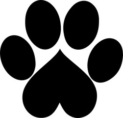Dog paw print clip art design on plain white transparent isolated background for card, shirt, hoodie, sweatshirt, apparel, card, tag, mug, icon, poster or badge