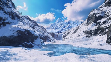 Alpine Serenity: 4K Ultra Clear Snow-Capped Mountain Landscape