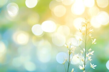 Dreamy pastel background with blurred light effects in soft colors of light blue and yellow, creating a serene and beautiful atmosphere reminiscent of a sunny day.