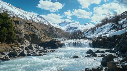 Alpine Serenity: 4K Ultra Clear Snow-Capped Mountain Landscape