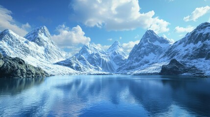 Alpine Serenity: 4K Ultra Clear Snow-Capped Mountain Landscape