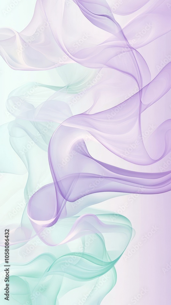 Poster abstract purple and green wavy background with smooth lines and gradient effect.