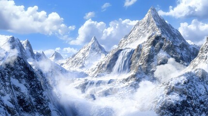 Alpine Serenity: 4K Ultra Clear Snow-Capped Mountain Landscape