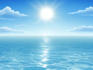 Obraz premium Tranquil ocean scene with rippling blue waters and sunlight, capturing serene sky and peaceful ambiance for themes of relaxation.