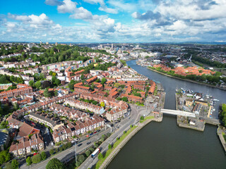 Aerial View of Buildings at Hotwells Central Bristol City of Southwest of England, Great Britain....