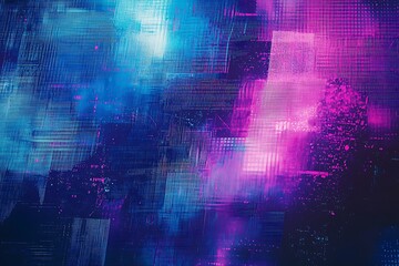Abstract blue green purple background with interlaced digital glitch and distortion effect futuristic cyberpunk design retro cyber aesthetic webpunk rave 80s 90s cyberpunk techno neon halftone AI.