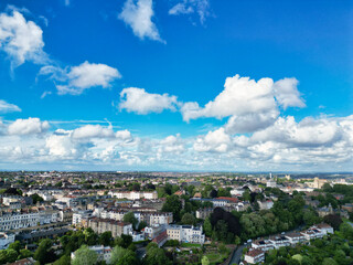 Fototapeta premium Aerial View of Buildings at Hotwells Central Bristol City of Southwest of England, Great Britain. High Angle Footage Was Captured with Drone's Camera from Medium High Altitude on May 27th, 2024.