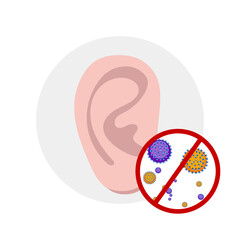 Inflammation in ear, earache disease. Anti Viruses Otorhinolaryngology problem