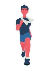 A young man running. Simple flat illustration
