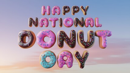 Happy National Donut Day Spelled Out with Donut Letters