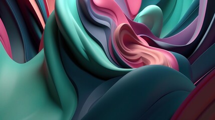 Abstract Colorful 3D Fluid Shapes Background