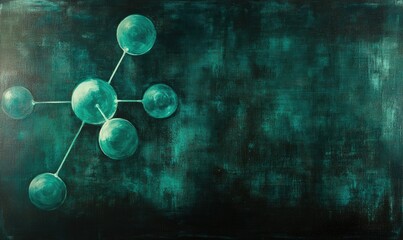 Hydrogen molecule concept, neon green on black background