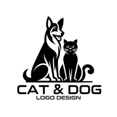 Cat And Dog Vector Logo Design