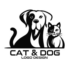 Cat And Dog Vector Logo Design