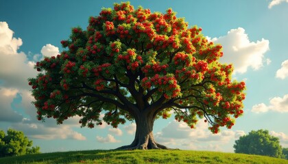 Fototapeta premium Vibrant tree blooming under a clear sky