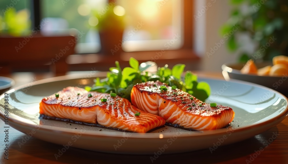 Sticker  Deliciously grilled salmon ready to be savored