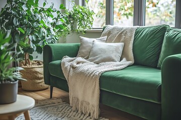 Obraz premium Cozy Modern Living Room with Neutral Tones, Stylish Decor, and Elegant Architecture- generative ai