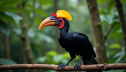 Fototapeta premium Vibrant tropical bird in its natural habitat