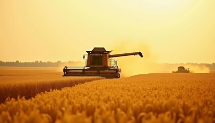 Fototapeta premium Harvesting the golden fields of the countryside