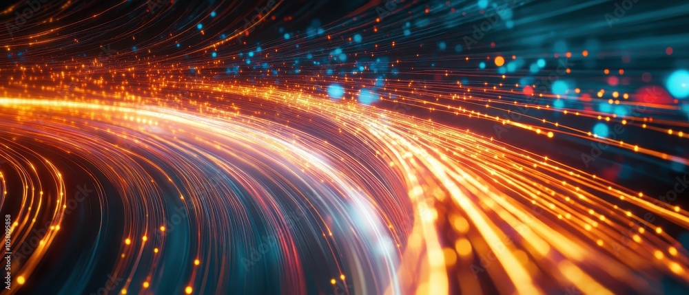 Aufkleber abstract background with glowing lines and bokeh lights - futuristic technology concept.