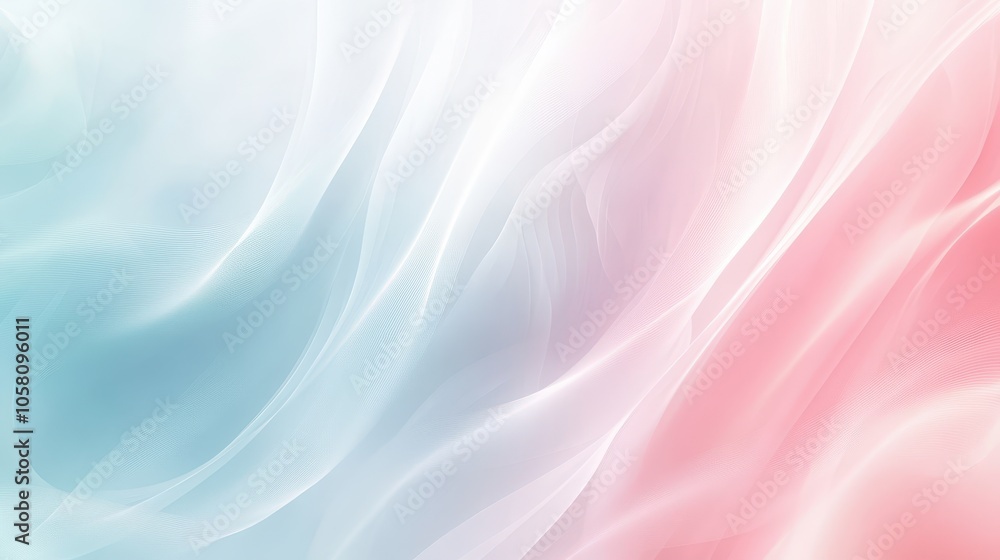 Poster Abstract Soft Pink and Blue Gradient Background with Smooth Curved Lines.