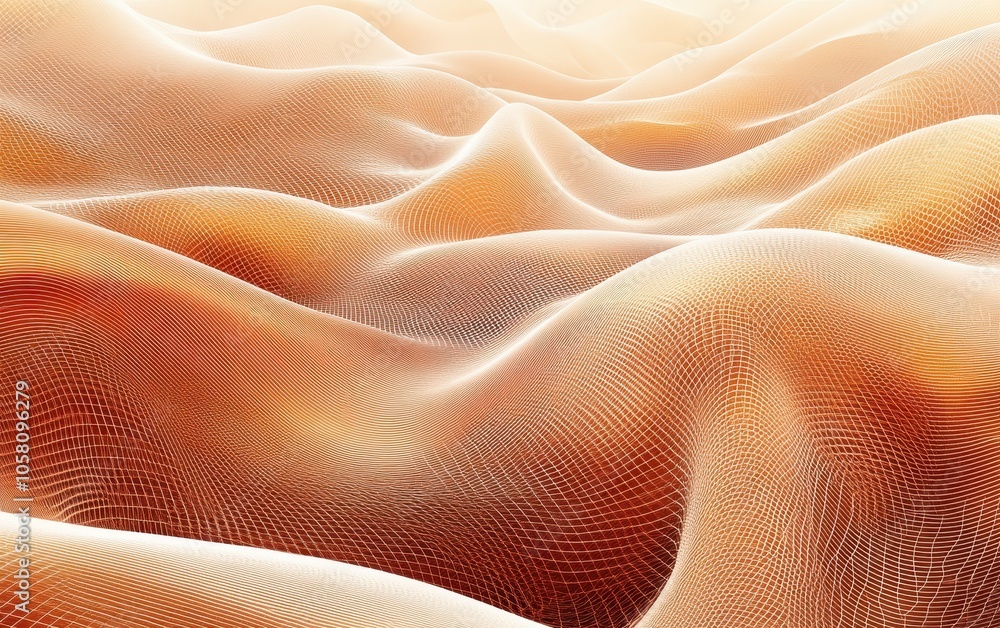 Aufkleber abstract orange and white grid pattern with wavy texture - 3d digital art.